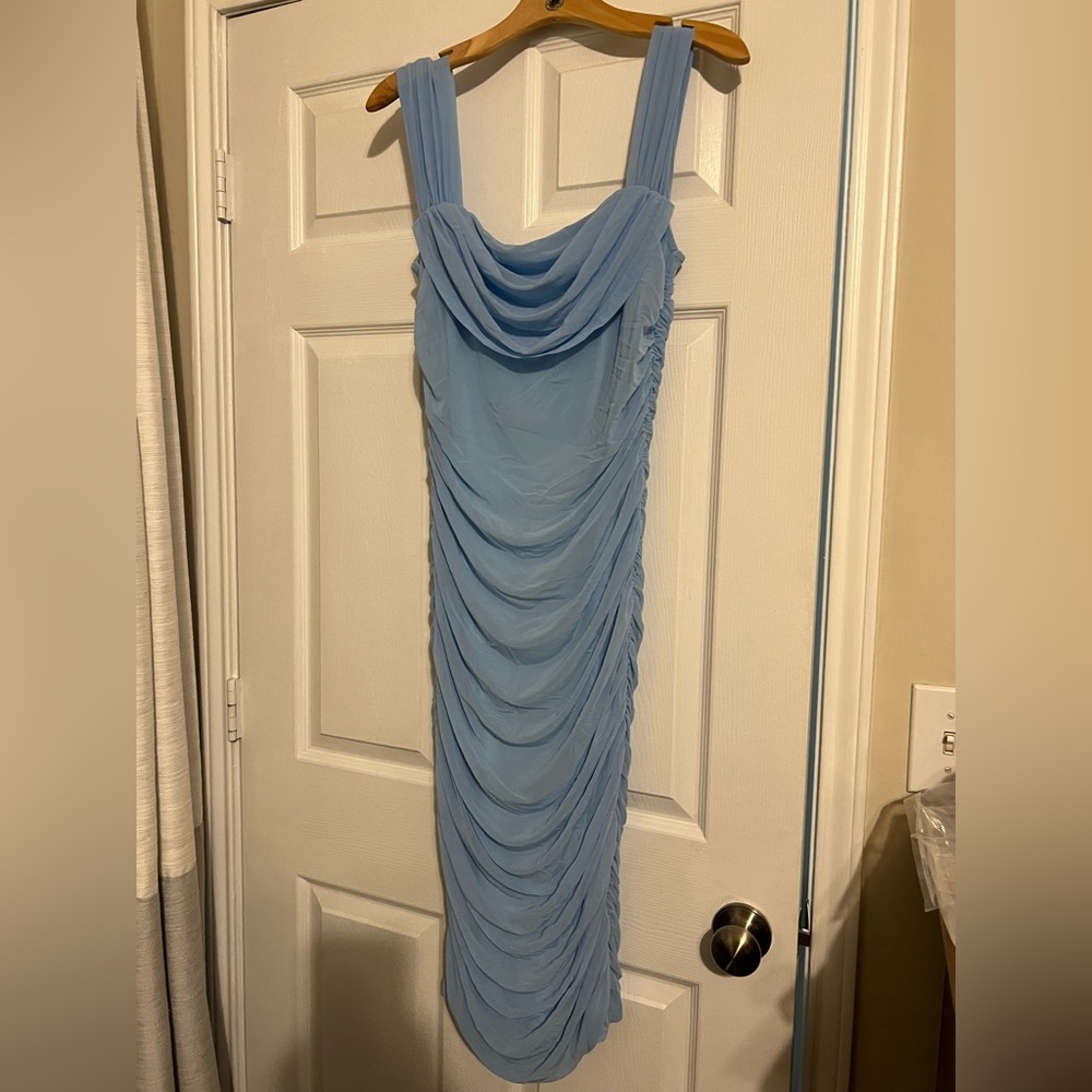 Chic Strapless Light Blue Dress